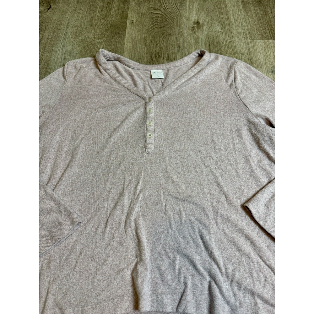 Soma Women's Pink Marled Long Sleeve Henley V Neck Cozy Top XL - Picture 2 of 8